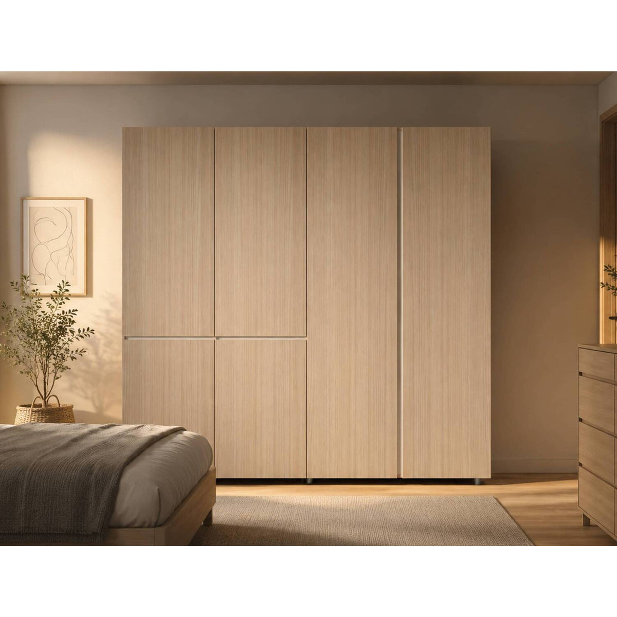 Armario arena y blanco 200x200 cm con 6 puertas y 2 cajones