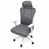 Silla de oficina azul aguamarina en malla con cabecero ajustable y ruedas 65x120 cm