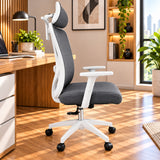 Silla de oficina azul aguamarina en malla con cabecero ajustable y ruedas 65x120 cm