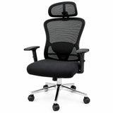 Silla de oficina ergonómica negra con cabecero y soporte lumbar 65x120 cm