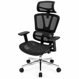 Silla de oficina ergonómica negra en malla con cabecero y brazos 3D 65x120cm