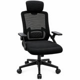 Silla de oficina ergonómica negra en malla con cabecero ajustable 59x92 cm