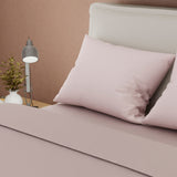Juego de sábanas Confortable para cama doble rosa con cortina en microfibra 140x190 cm