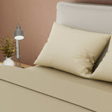 Juego de sábanas Confortable para cama doble beige y cortina en microfibra 140x190 cm