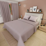 Juego de sábanas Confortable para cama doble lila con cortina en microfibra 140x190 cm