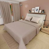 Juego de sábanas Confortable para cama doble beige con cortina en microfibra 140x190 cm
