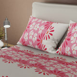 Juego de sábanas Spring Bright queen blanco y rosado con cortina en microfibra 160x190 cm