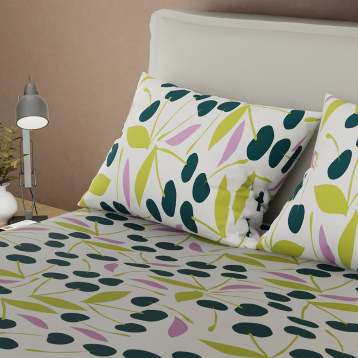 Juego de sábanas Viento para cama doble gris con cortina en microfibra 140x190 cm
