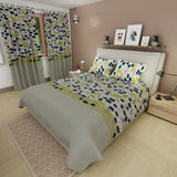Juego de sábanas Viento queen gris con cortina en microfibra 160x190 cm