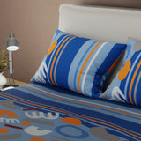 Juego de sábanas Cobalt Studio queen azul con cortina en microfibra 160x190 cm