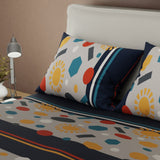 Juego de sábanas Cosmic queen gris con cortina en microfibra 160x190 cm