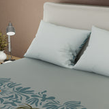 Juego de sábanas Helecho para cama doble gris en microfibra con cortina 140x190 cm