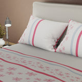 Juego de sábanas Citron Sunny para cama doble beige con cortina en microfibra 140x190 cm