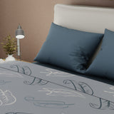 Juego de sábanas Tendenza Notte Chiara para cama doble azul grisáceo en microfibra 140x190 cm