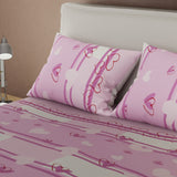 Juego de sábanas Corazones del Mar queen rosa en microfibra 160x190 cm