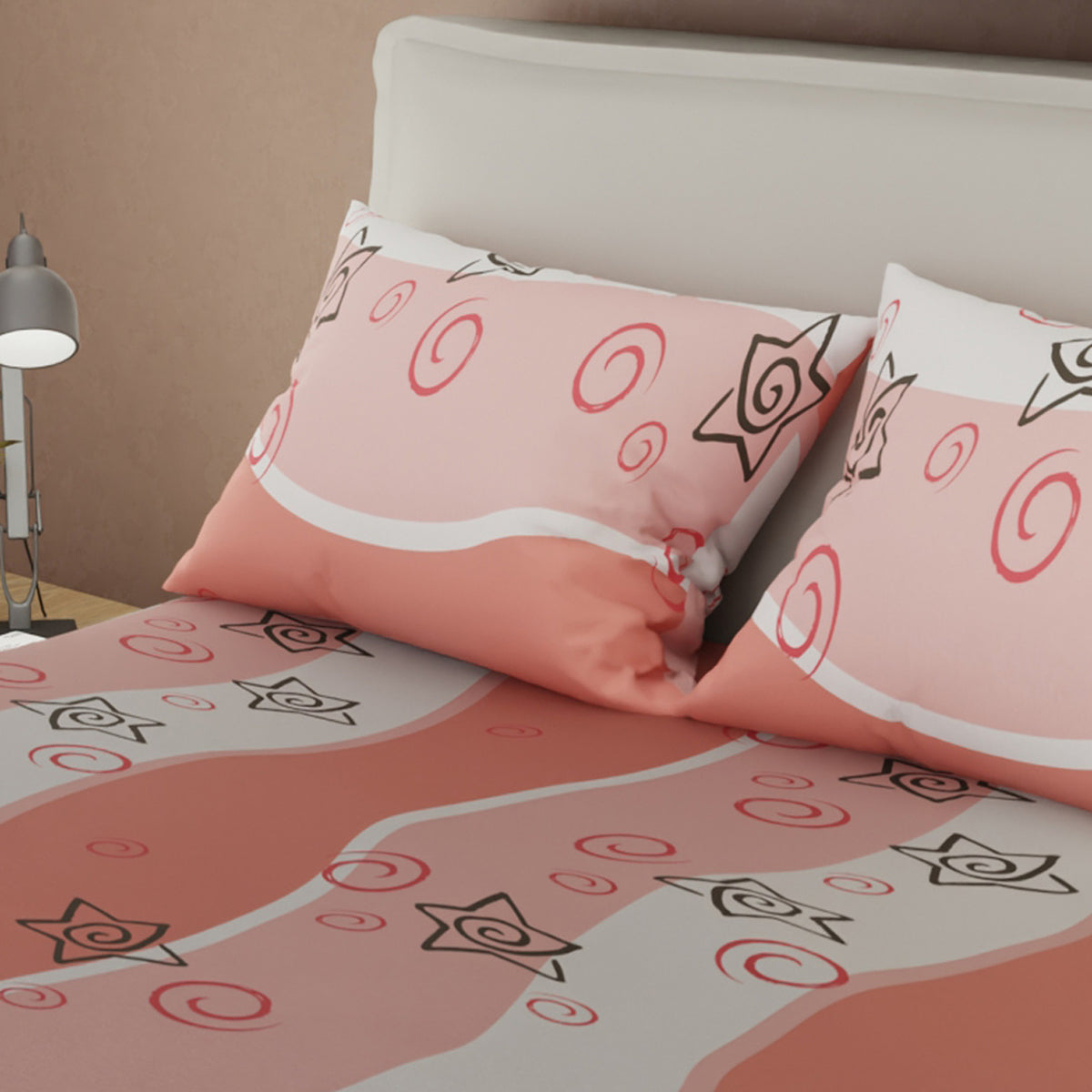 Juego de sábanas Valerín queen coral en microfibra 160x190 cm