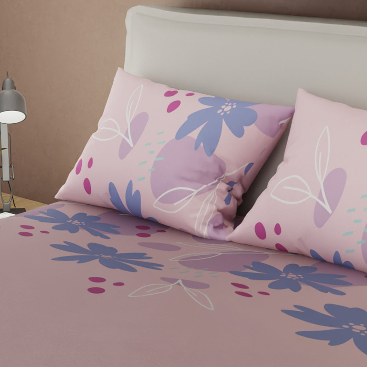 Juego de sábanas Jardín de Colores king rosa microfibra 200x200 cm