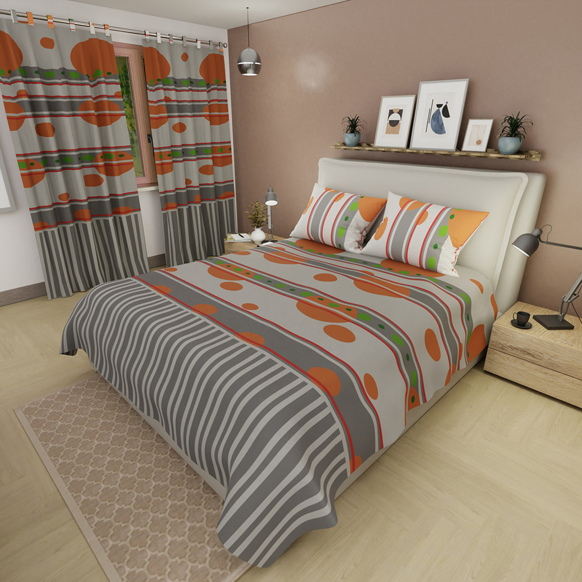 Juego de sábanas Esfera queen gris en microfibra 160x190 cm