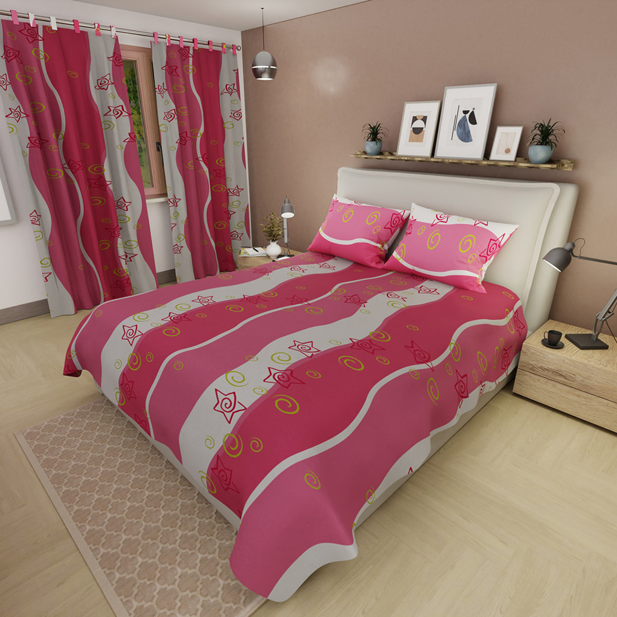 Juego de sábanas Valerín queen fucsia en microfibra 160x190 cm