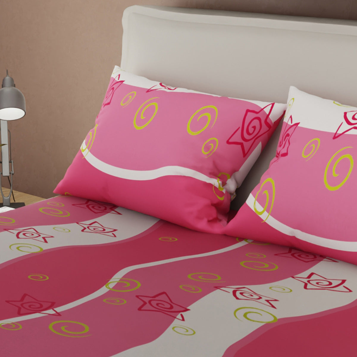 Juego de sábanas Valerín queen fucsia en microfibra 160x190 cm