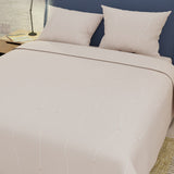 Sábana plana para cama doble beige en algodón y microfibra 250 hilos 140x190 cm