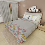 Juego de sábanas Sol de Mayo king gris claro estampado floral 200x200 cm 180 hilos