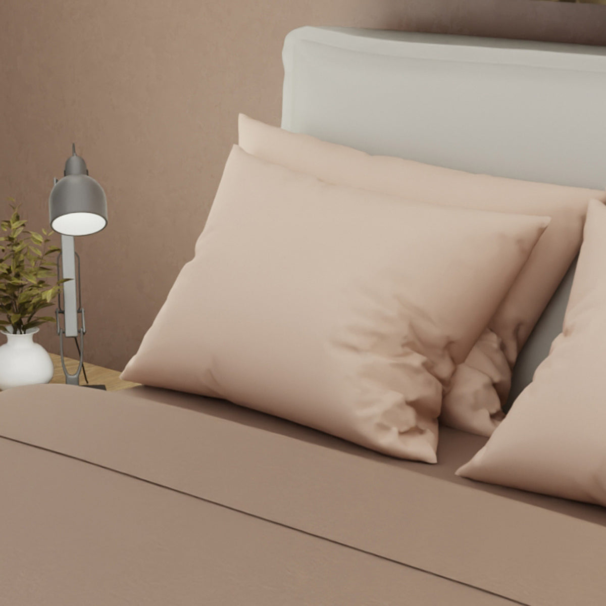 Juego de sábanas para cama doble arena en poliéster 140x190 cm con 4 fundas