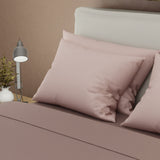 Juego de sábanas para cama doble palo de rosa en microfibra 140x190 cm con 4 fundas