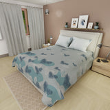 Juego de sábanas Sueño Joven semidoble gris claro y azul petróleo 120x190 cm 180 hilos