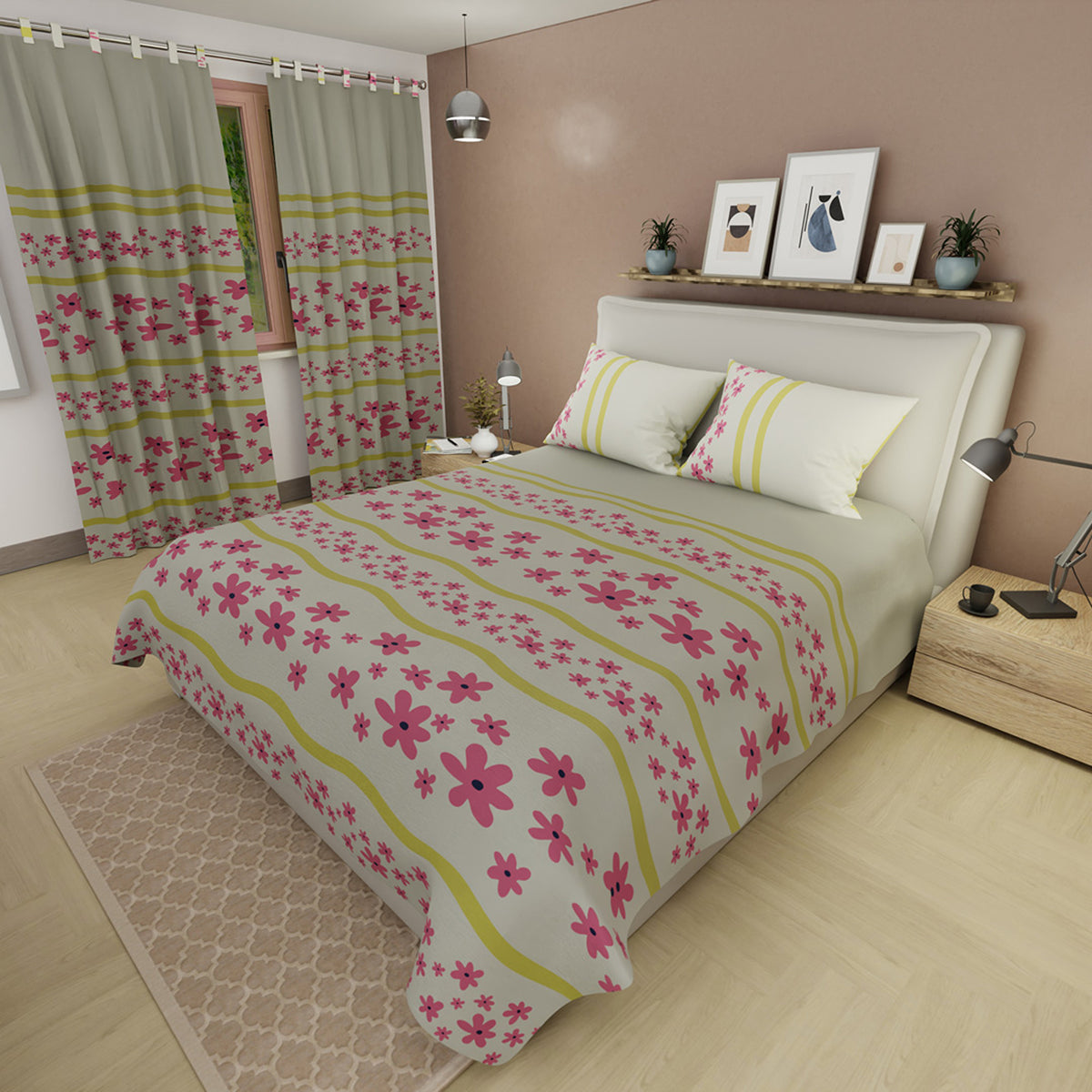 Juego de sábanas Citron Sunny king beige en microfibra 200x200 cm