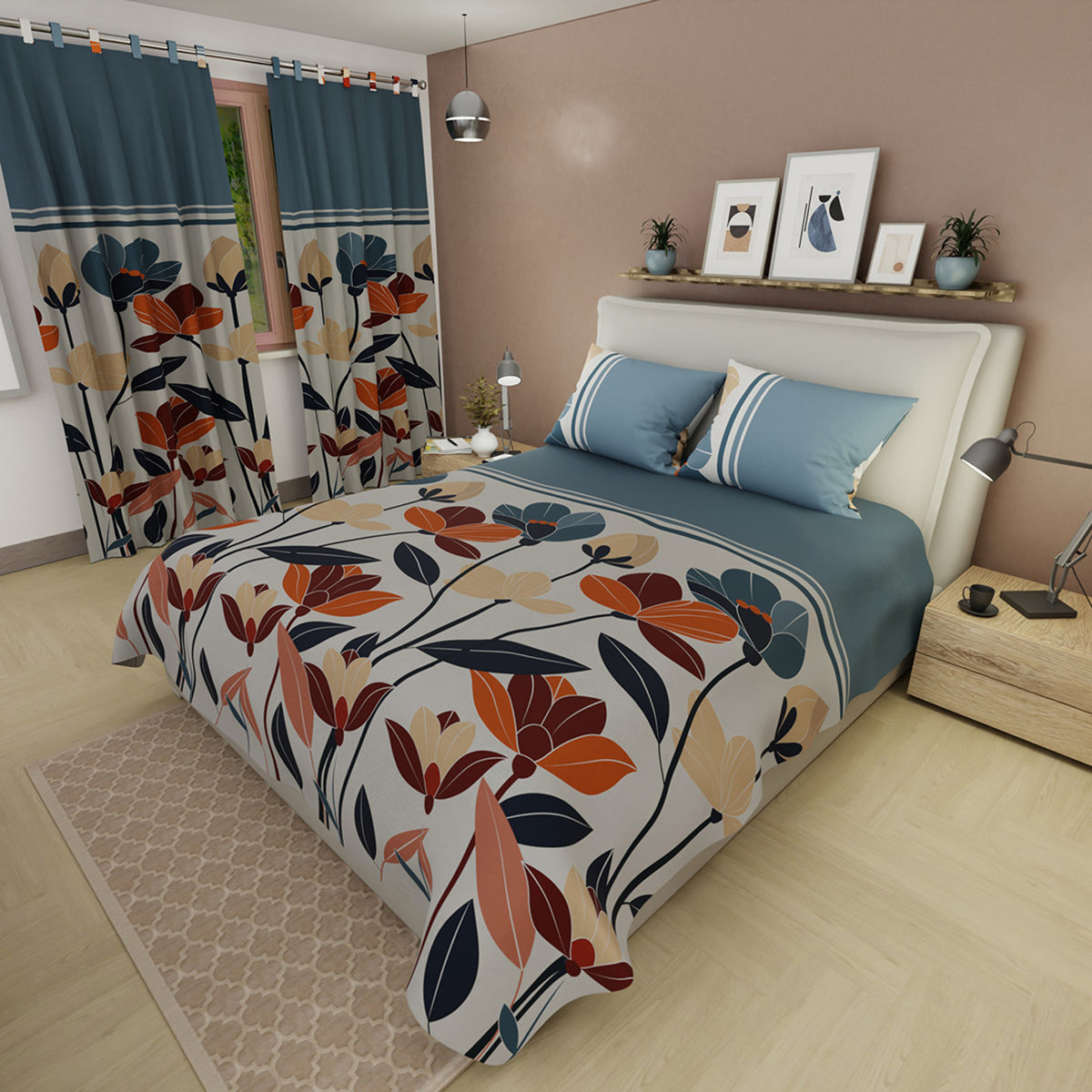 Juego de sábanas Pradera Avellana king 200x200 cm en microfibra poliéster