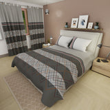 Juego de sábanas Zig-Zag para cama doble gris en microfibra 140x190 cm