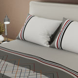 Juego de sábanas Zig-Zag para cama doble gris en microfibra 140x190 cm