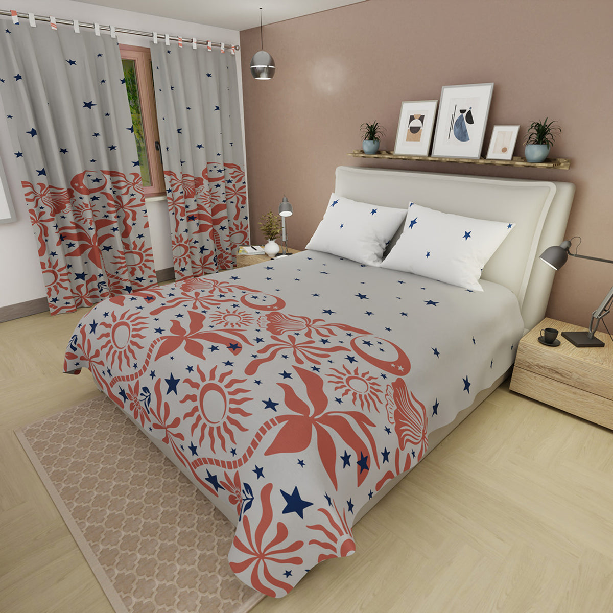 Juego de sábanas Cielo Terrenal para cama doble gris microfibra 140x190 cm
