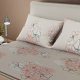 Juego de sábanas Amapola de Arena para cama doble durazno y gris en microfibra 140x190 cm