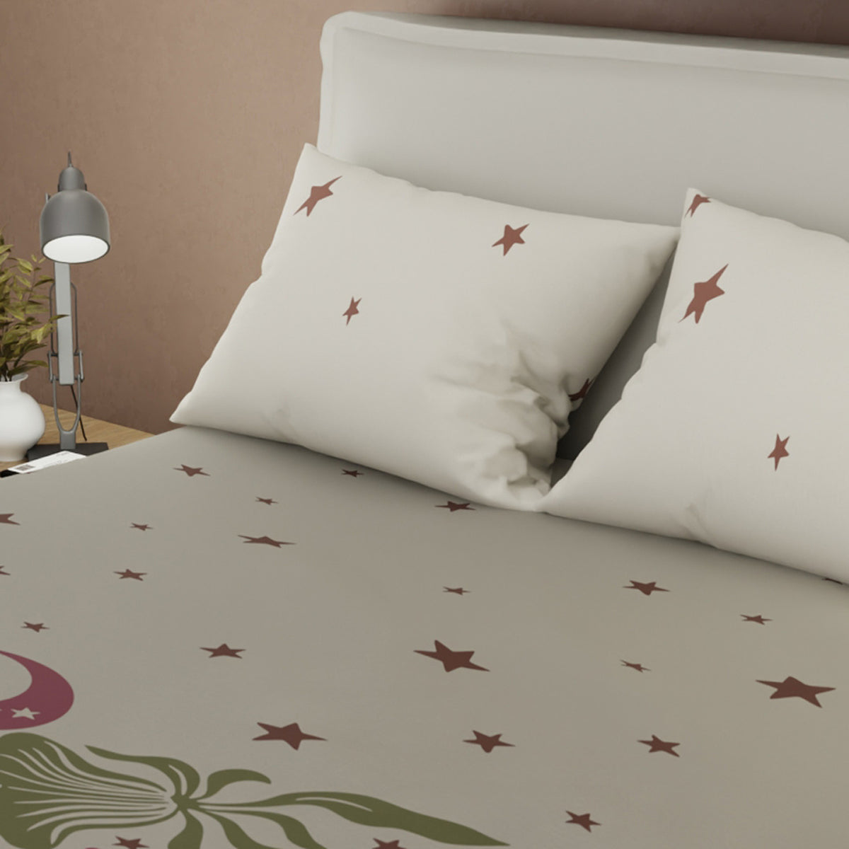 Juego de sábanas Cielo Terrenal para cama doble en microfibra 140x190 cm