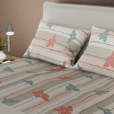 Juego de sábanas Franja Silvestre queen gris claro y beige en microfibra 160x190 cm