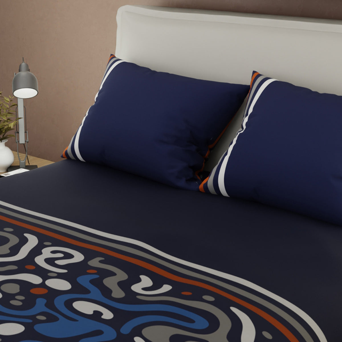 Juego de sábanas Tinta Escarlata para cama doble azul marino microfibra 140x190 cm 4 piezas