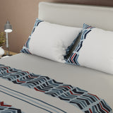 Juego de sábanas Vanguardia para cama doble gris claro y azul marino en microfibra 140x190 cm