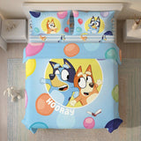 Juego de sábanas azul Bluey y Bingo para cama doble 140x190 cm en microfibra suave