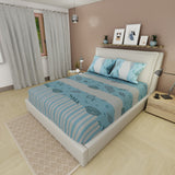 Sábana ajustable Avoria Salvaje para cama doble azul turquesa en microfibra 140x190 cm