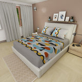 Sábana ajustable Geo Balance queen gris en microfibra 160x190 cm