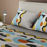 Sábana ajustable Geo Balance queen gris en microfibra 160x190 cm