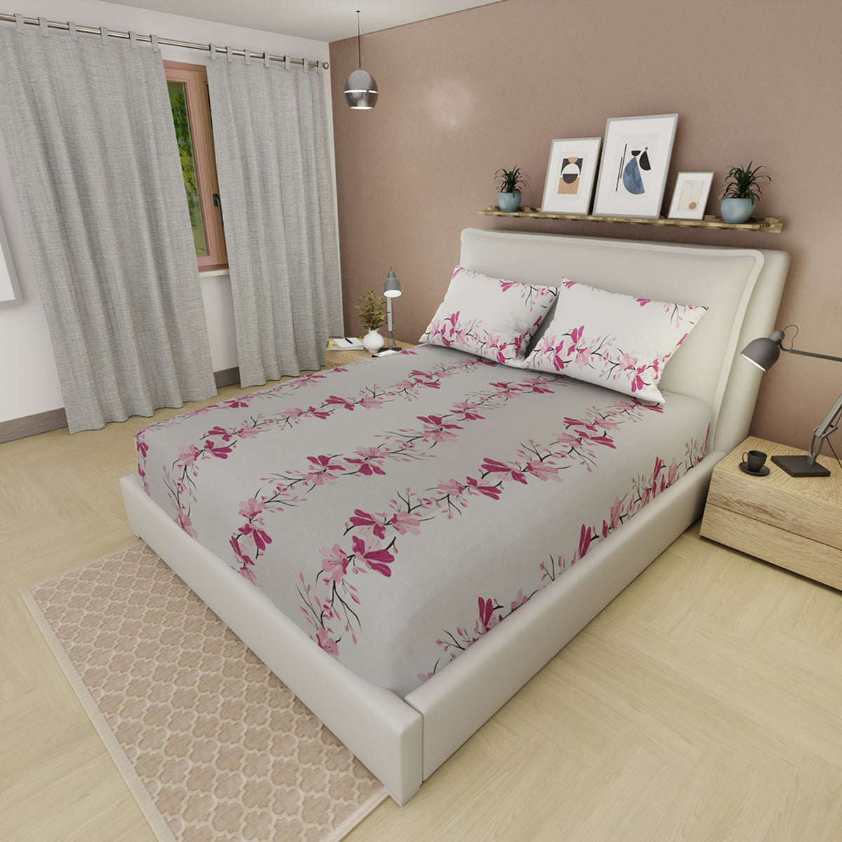 Sábana ajustable Pure Garden queen floral en microfibra 160x190 cm
