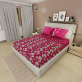 Sábana ajustable Elegant Flora sencilla fucsia en microfibra 100x190 cm