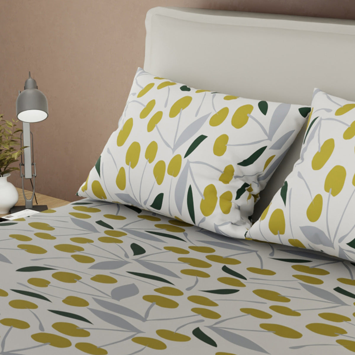 Sábana ajustable Golden Leaf sencillo en microfibra 100x190 cm estampada