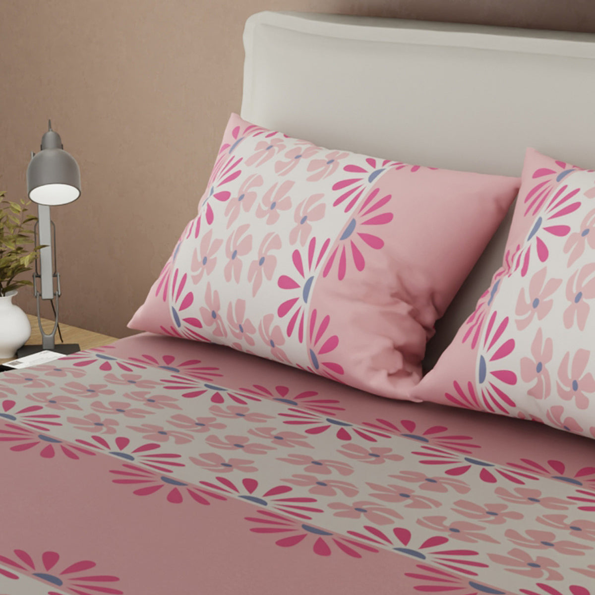 Sábana ajustable Lavender & Rose sencilla palo de rosa estampada en microfibra 100x190 cm