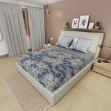 Sábana ajustable Soft Spring para cama doble estampada azul grisáceo en microfibra 140x190 cm