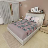 Sábana ajustable Galería Neutra para cama doble lila estampada en microfibra 140x190 cm