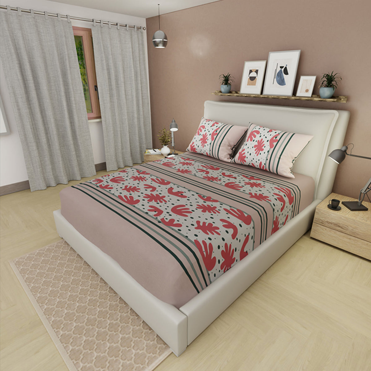 Sábana ajustable Forma Activa para cama doble palo de rosa en microfibra 140x190 cm estampada